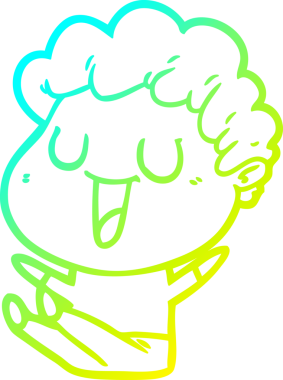 Bir insan tarafından çizilmiş gülen bir çizgi film karakterinin soğuk gradyan çizgisi.