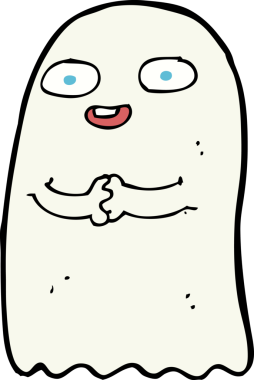 Bir insan tarafından çizilmiş komik çizgi film hayaleti.