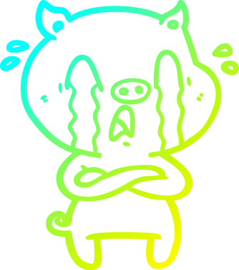 Bir insan tarafından çizilmiş ağlayan domuz çizgi filmi.