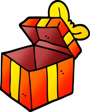 vektör gradyan çizim karikatürü bir insan tarafından çizilmiş hediye kutusu