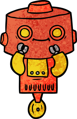 Bir insan tarafından çizilmiş çizgi film robotu