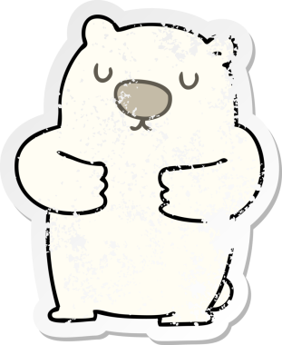 Bir insan tarafından çizilmiş garip bir el çizimi kutup ayısının sıkıntılı çıkartması.