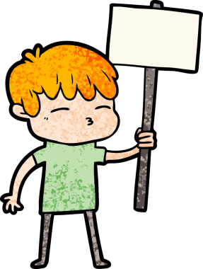 Bir insan tarafından çizilmiş meraklı bir çocuk.