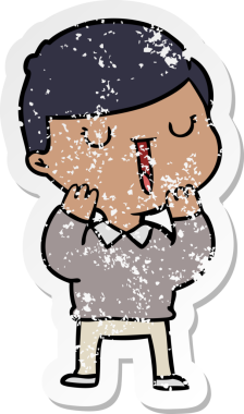 Bir insan tarafından çizilmiş mutlu bir çocuğun sıkıntılı çıkartması.