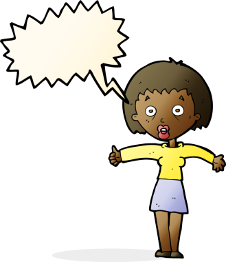 Bir insan tarafından çizilmiş konuşma balonlu bir karikatür.