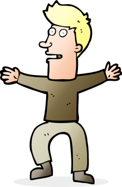 Çizgi film bir insan tarafından çizilmiş ürkmüş bir adam