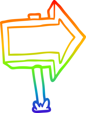 gökkuşağı gradyan çizgi çizimi bir insan tarafından çizilmiş ok işareti