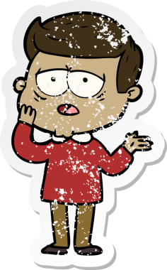 Bir insan tarafından çizilmiş yorgun bir çizgi filmin sıkıntılı çıkartması.