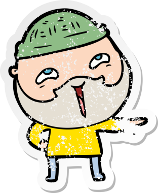 Bir insan tarafından çizilmiş mutlu sakallı bir adamın sıkıntılı çıkartması.