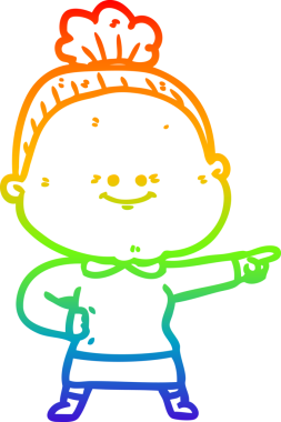 Gökkuşağı gradyan çizgi çizimi Bir insan tarafından çizilmiş mutlu yaşlı kadın