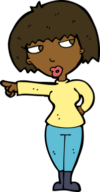 Bir insan tarafından çizilmiş rahatsız kadın çizgi filmi.