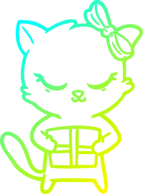 Bir insan tarafından çizilmiş bir çizgi film kedisinin soğuk gradyan çizimi