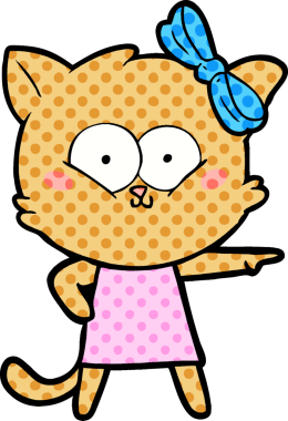 Bir insan tarafından çizilmiş çizgi film kedisi.