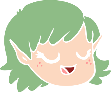 Bir insan tarafından çizilmiş düz renkli bir elf kızı.