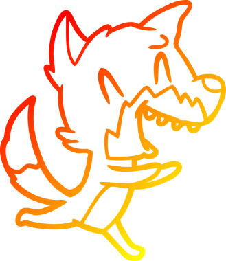 Bir insan tarafından çizilen gülen tilkinin sıcak çizgi çizimi