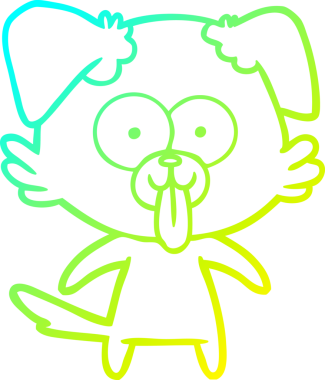 Bir insan tarafından çizilmiş dilli çizgi film köpeği çizimi.