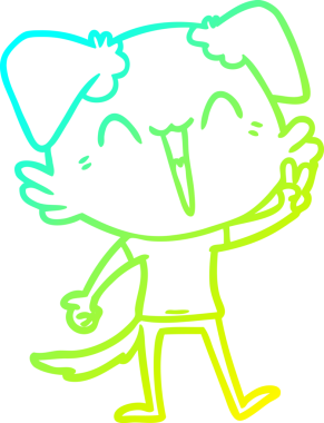 Bir insan tarafından çizilmiş küçük mutlu bir köpek çizgi filmi.