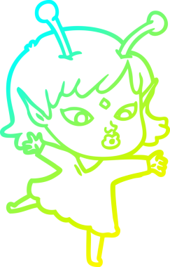 Bir insan tarafından çizilmiş güzel bir uzaylı kız çizimi.