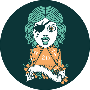 Bir insan tarafından çizilmiş 20 zarlı Ork haydut karakteri simgesi