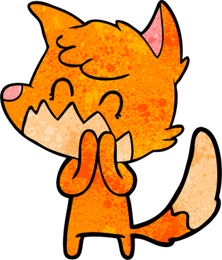 Bir insan tarafından çizilmiş çizgi film dostu tilki.