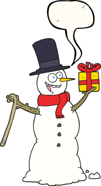 Bir insan tarafından çizilmiş serbest konuşma balonu kardan adam resmi.