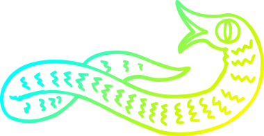 Bir insan tarafından çizilmiş bir ortaçağ yılanının soğuk çizgi çizimi