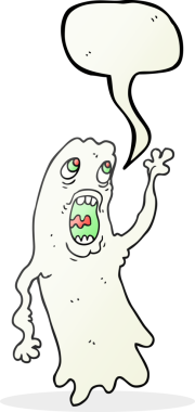 Bir insan tarafından çizilmiş serbest konuşma balonu çizgi film hayaleti.