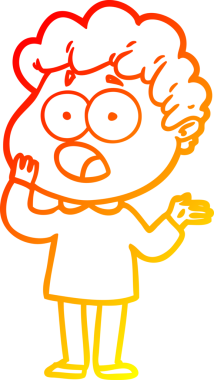 Bir insan tarafından şaşırtılarak çizilen çizgi film karakterinin sıcak çizgi çizimi.