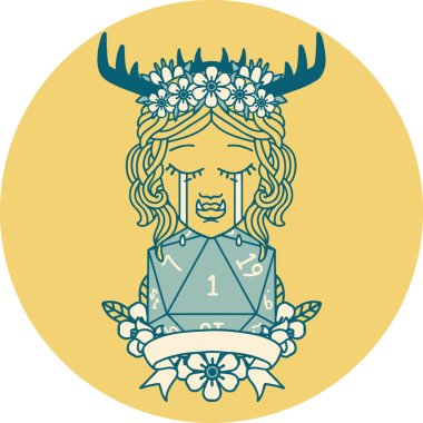 Retro Dövme Tarzı Ağlayan Ork Druid karakteri Bir insan tarafından çizilmiş doğal bir rulo