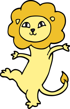 Bir insan tarafından çizilmiş karalama aslanı.