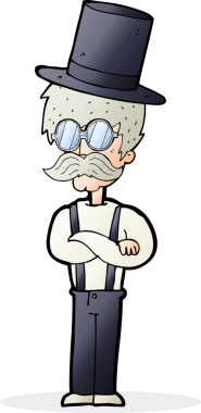 Bir insan tarafından çizilmiş şapkalı bir çizgi film adamı.