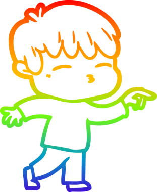 Gökkuşağı gradyanı çizimi Bir insan tarafından çizilmiş meraklı bir çocuk