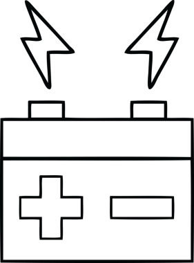 Bir insan tarafından çizilmiş elektrik aküsünün çizgi çizimi