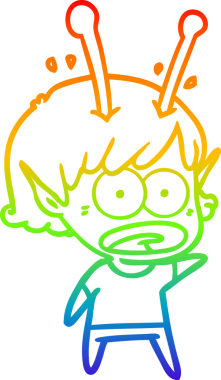 gökkuşağı gradyan çizimi bir çizgi film şok uzaylı kız bir insan tarafından çizildi