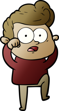 Bir insan tarafından çizilmiş çizgi film bakışlı adam.