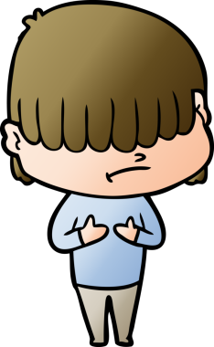 Bir insan tarafından çizilmiş dağınık saçlı çizgi film çocuğu.