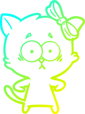 Bir insan tarafından çizilen çizgi film kedisinin soğuk gradyan çizgisi.