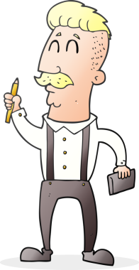 Bir insan tarafından çizilmiş defteri olan çizilmiş bir karikatürcü.