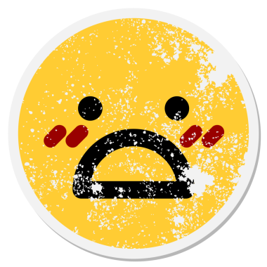 Bir insan tarafından çizilmiş şok olmuş yüz dairesel etiketi.