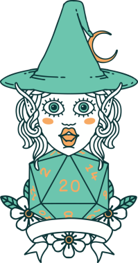 Retro Dövme Biçimli elf karakteri Bir insan tarafından çizilmiş doğal yirmi zar atışıyla