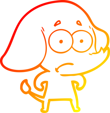 Bir insan tarafından çizilmiş, belirsiz bir filin sıcak çizgi çizimi.