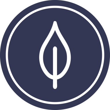 Bir insan tarafından çizilmiş doğal yaprak dairesel simgesi