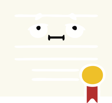 Bir insan tarafından çizilmiş mezuniyet diplomasının düz renkli retro karikatürü