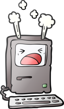 Bir insan tarafından çizilmiş aşırı ısınma bilgisayarı.