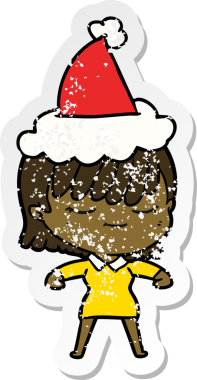 Bir insan tarafından çizilmiş Noel Baba şapkası giymiş bir kadının el yazısı.