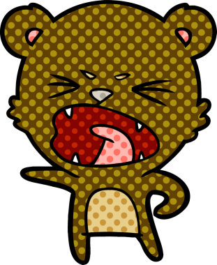 Bir insan tarafından çizilmiş kızgın çizgi film ayısı.