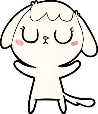 Bir insan tarafından çizilmiş şirin bir çizgi film köpeği.