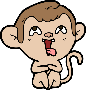 Bir insan tarafından çizilmiş çılgın çizgi film maymunu