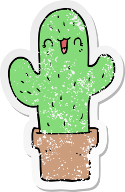 Bir insan tarafından çizilmiş bir kaktüsün sıkıntılı çıkartması.