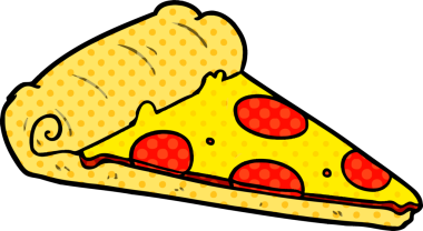 Bir insan tarafından çizilmiş bir dilim pizza.